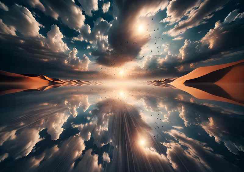 Mirr. Desert Illusion Oasis Sands Reflect Sky|Metal Poster