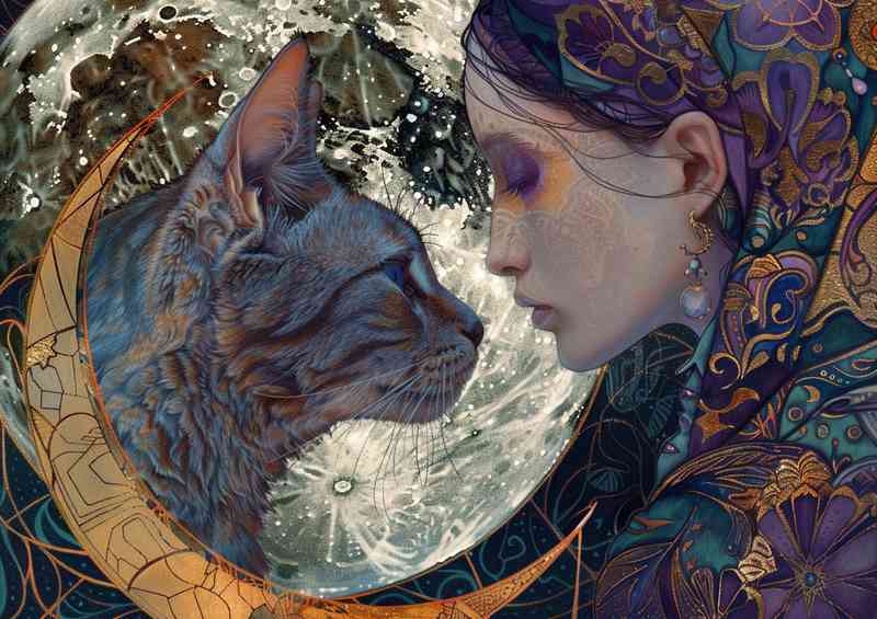 Beautiful cat and lady