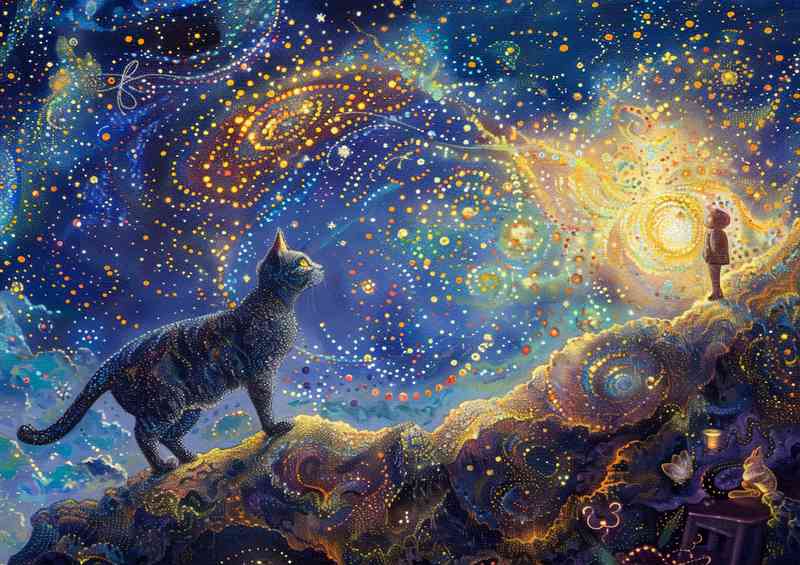 Cat walking on a dark cloud