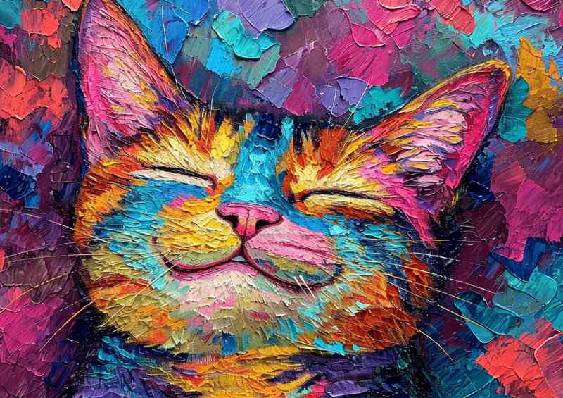 Colourful cat with a smilly face