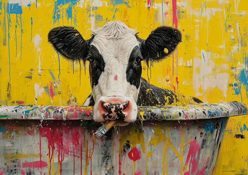 Cow just finished painting