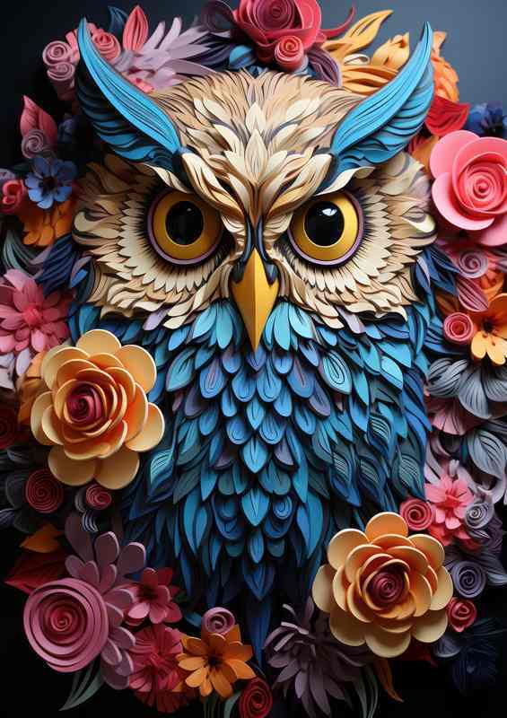 Ollie The Owl Surrounded By Flowers