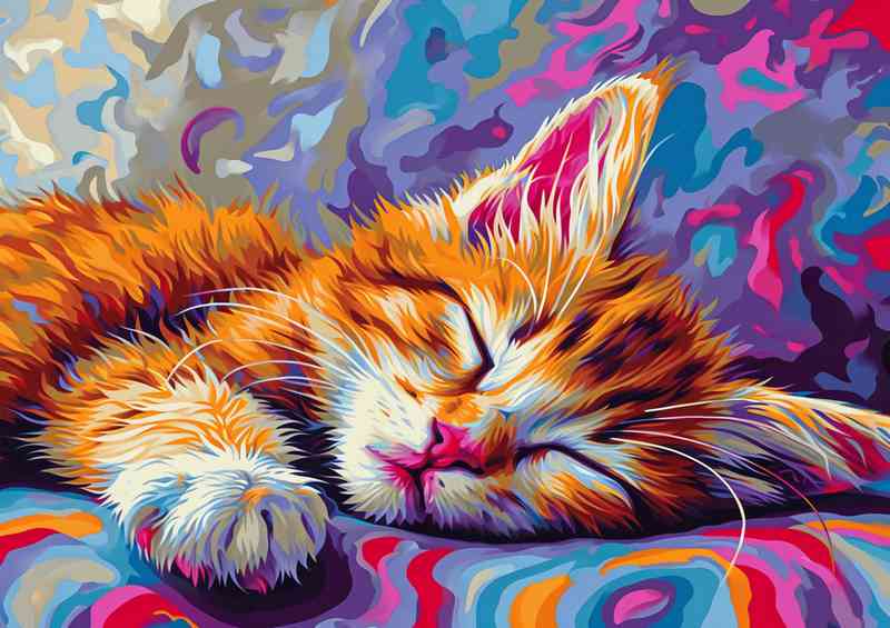 Cute kitten sleeping