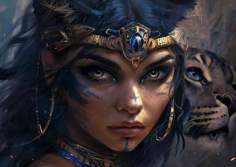 Egyptian warrior and Cat