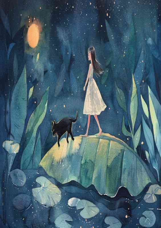 Enchanting Cat and little girl