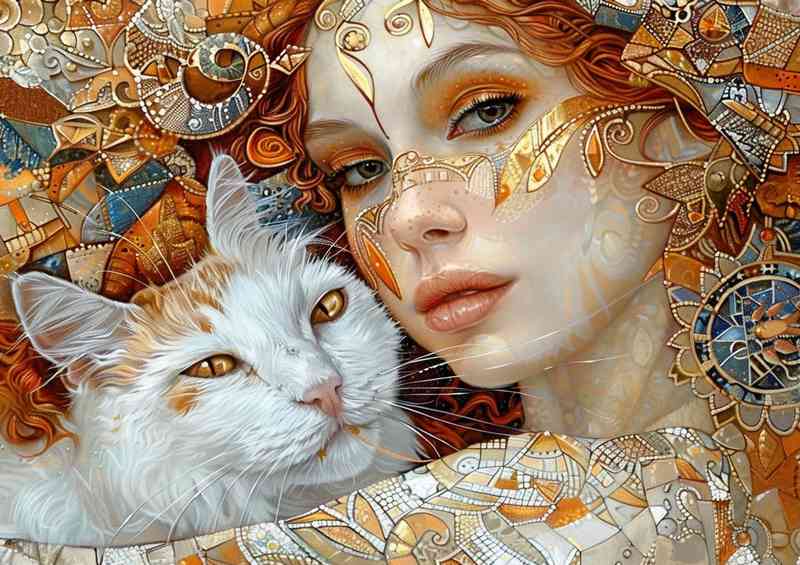 Girl with white Cat