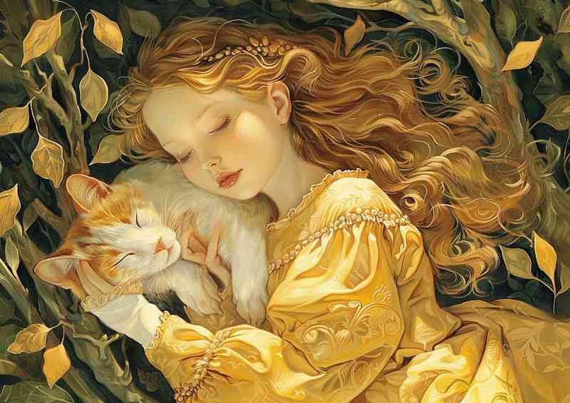 Little girl and her Cat sleeping