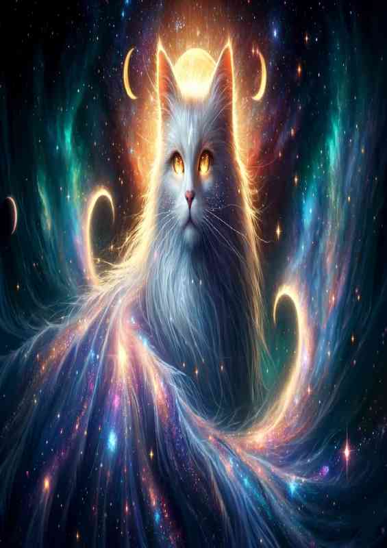 Majestic cosmic Cat its fur shimmering with stardust
