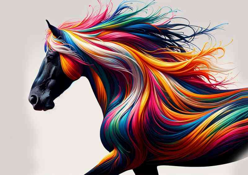 Majestic horse with a mane and coat bursting with color