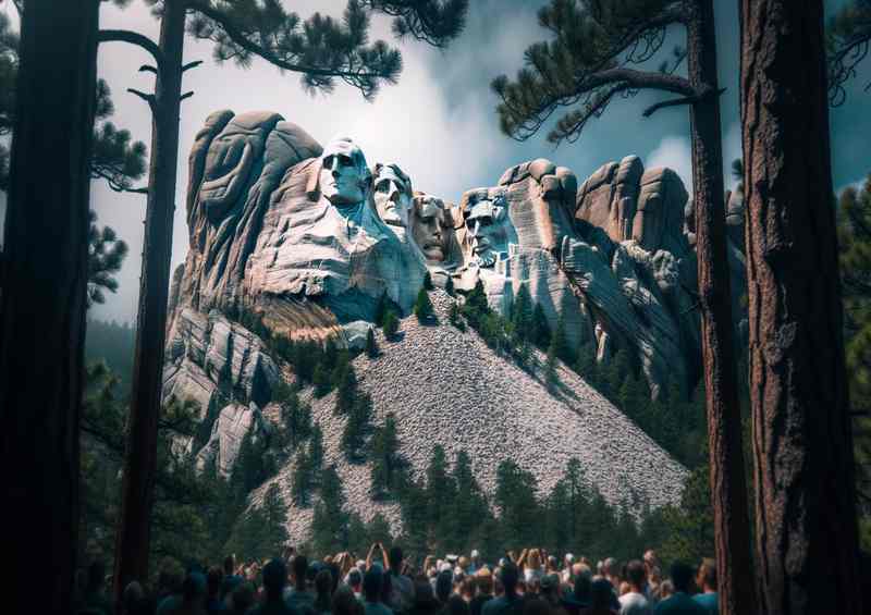 Rushmore Faces Carved Metal Poster