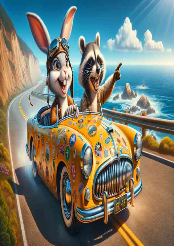 Rabbit and a raccoon both wearing aviator goggles