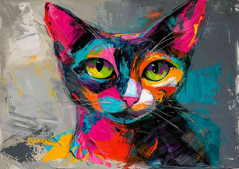 The Colourful cat painted style