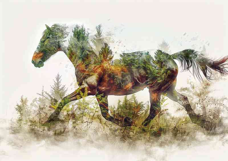 The Horse Running double exposure