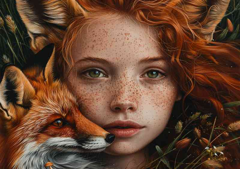 The art fox girl with red hair