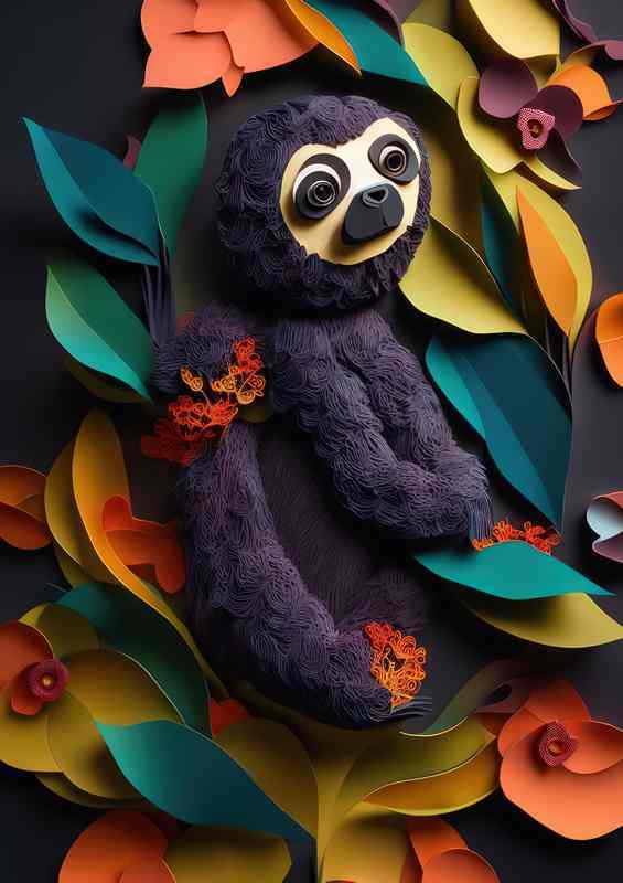 The Artistic Journey of A Sloth and Flowers