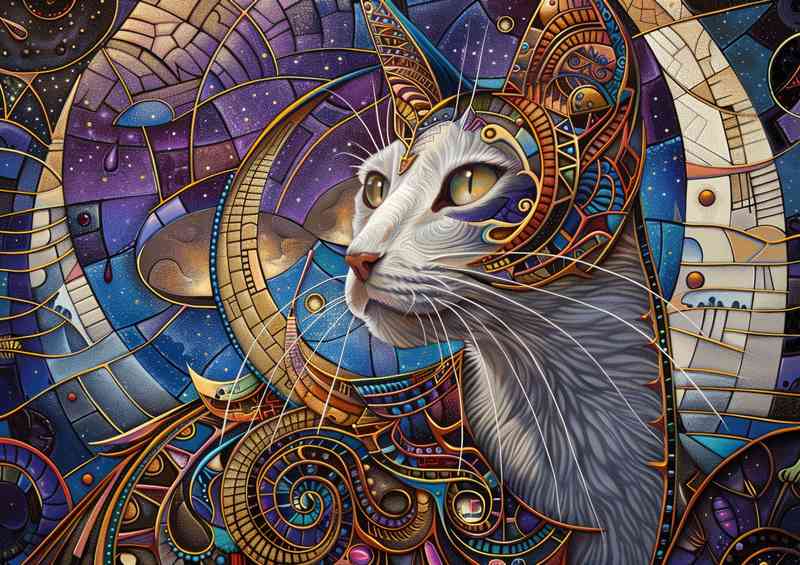 White Cat in a abstract style