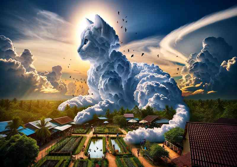 White clouds form the shape of a serene Cat in the sky