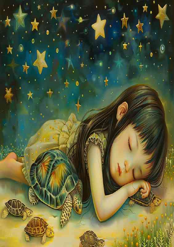 Young girl laying down with her turtle