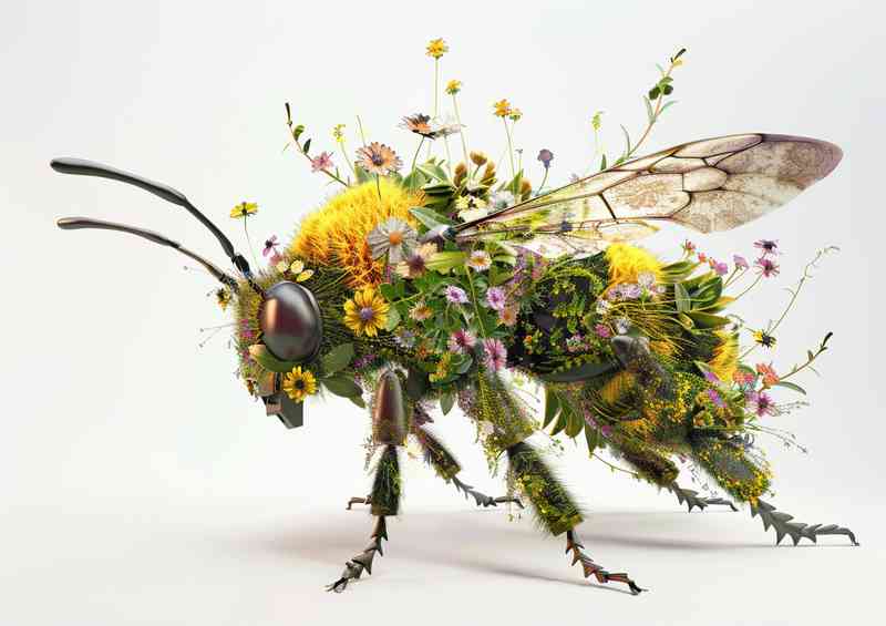 Bee made with flowers and plants
