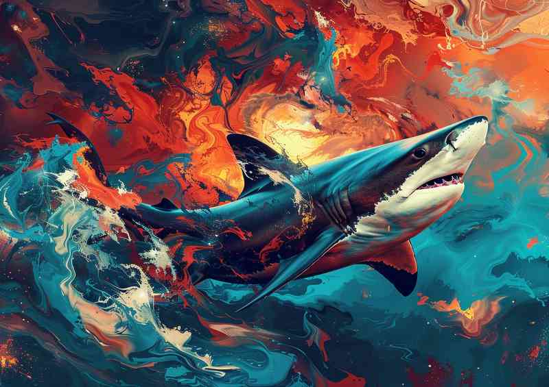 Beautiful sea scene featuring a shark