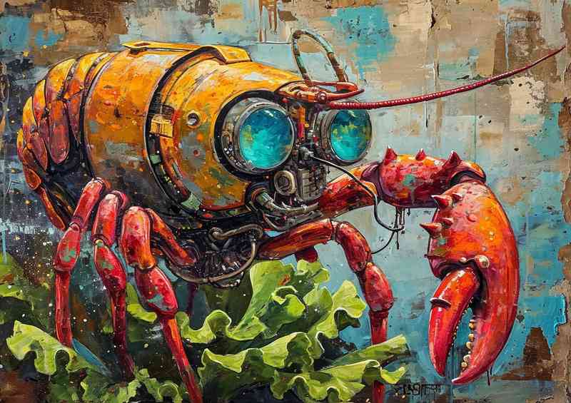 Lobster and lettuce art style