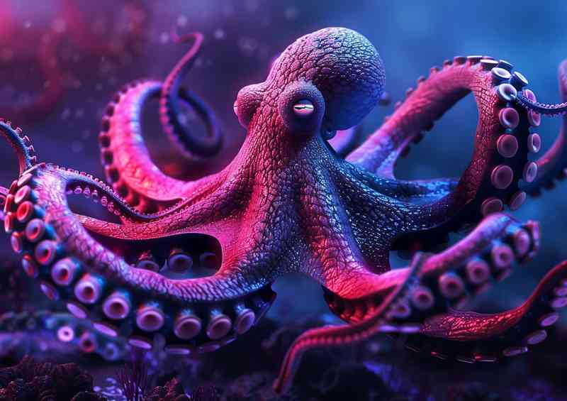 Ocean Octopus in pink with black tentacles