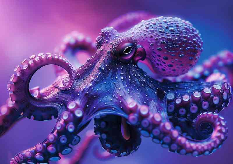 Octopus in pink with black tentacles