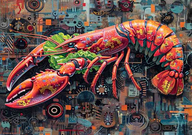 Painting with Lobster and lettuce