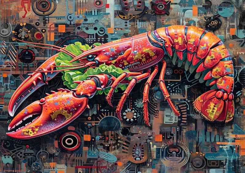 Painting with Lobster and lettuce