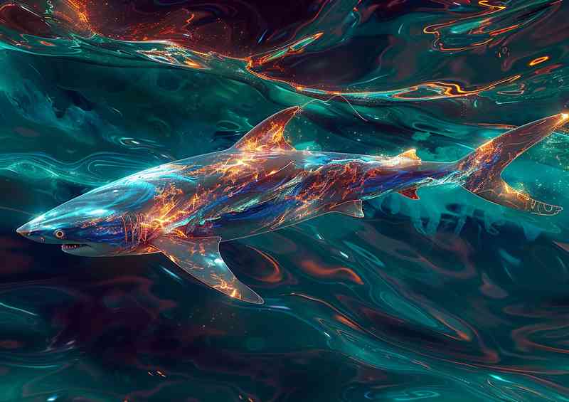 Sea scene featuring a shark in the Ocean