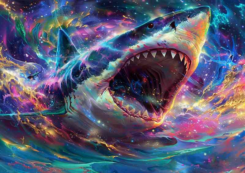 Shark in the style of colorful fantasy