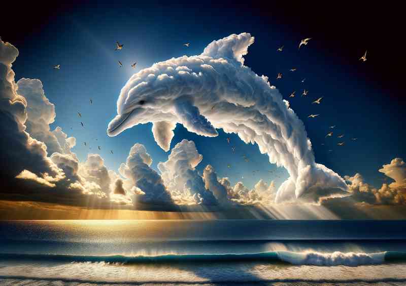 breathtaking scene clouds form the shape dolphin in the sky