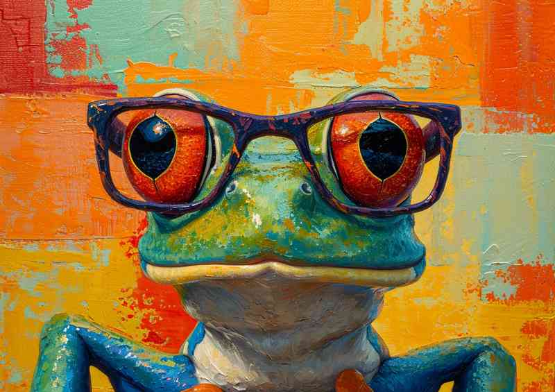 Crazy small frog wearing glasses