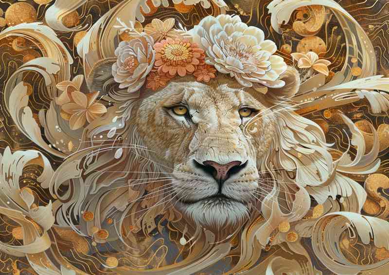 A Detailed style of a Lion | Metal Poster