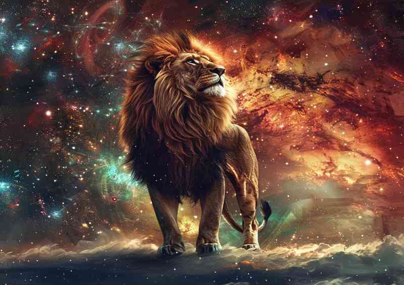A Lone Lion Starring in space