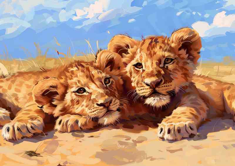 A Pair of Lion cubs during the day
