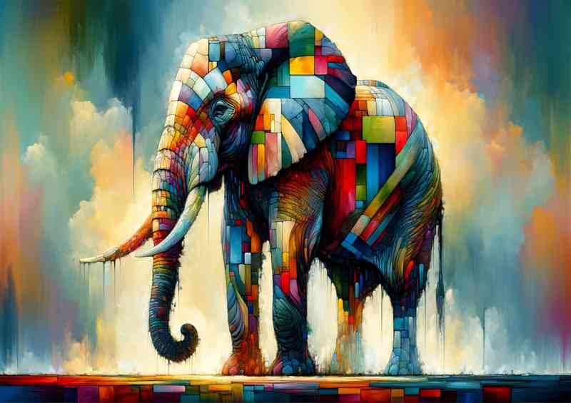 Abstract and colorful form of a majestic elephant