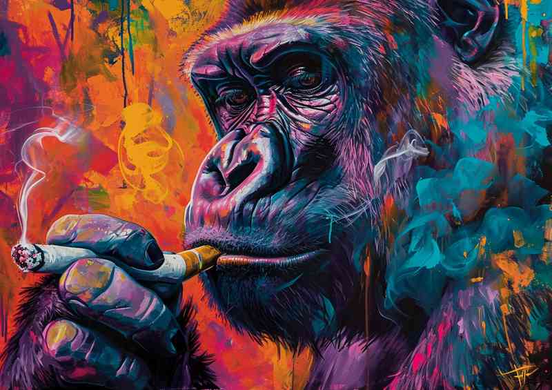 Abstract painting of a bad boy gorilla