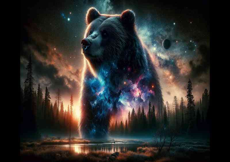 Bear its thick fur a canvas of interstellar clouds