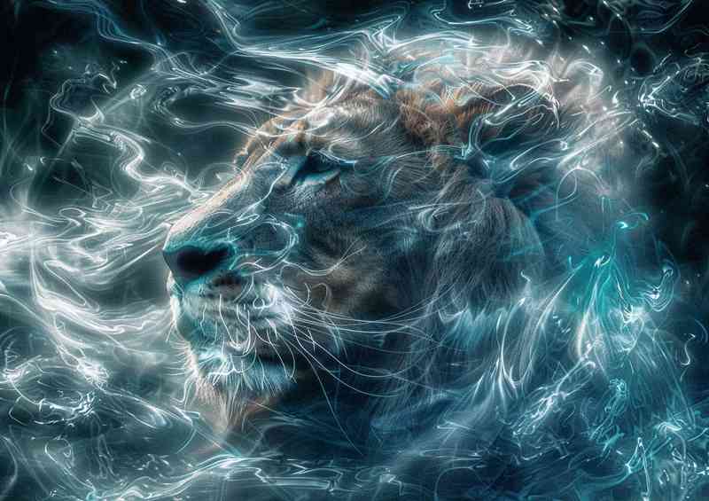 Beautiful Lion magic surrounded by light