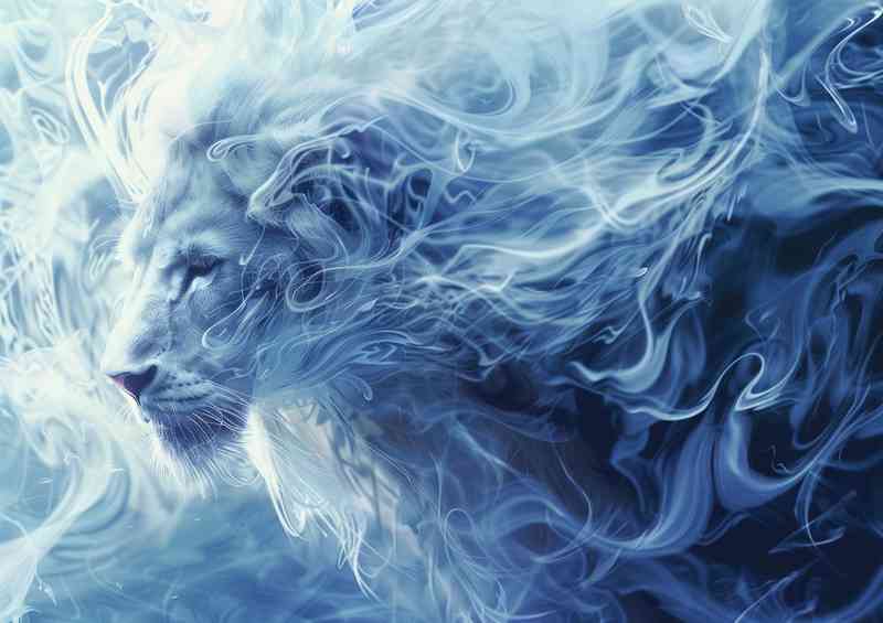 Beautiful Lion with a blue aura