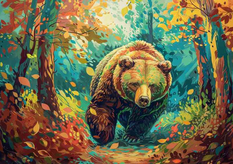 Big bear walking in a forest