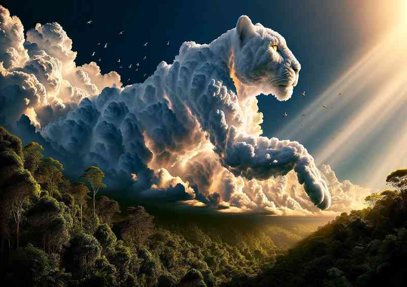 Breathtaking scene where thick white clouds Tiger