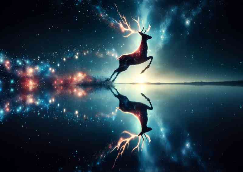 Celestial stag antlers glowing with starlight