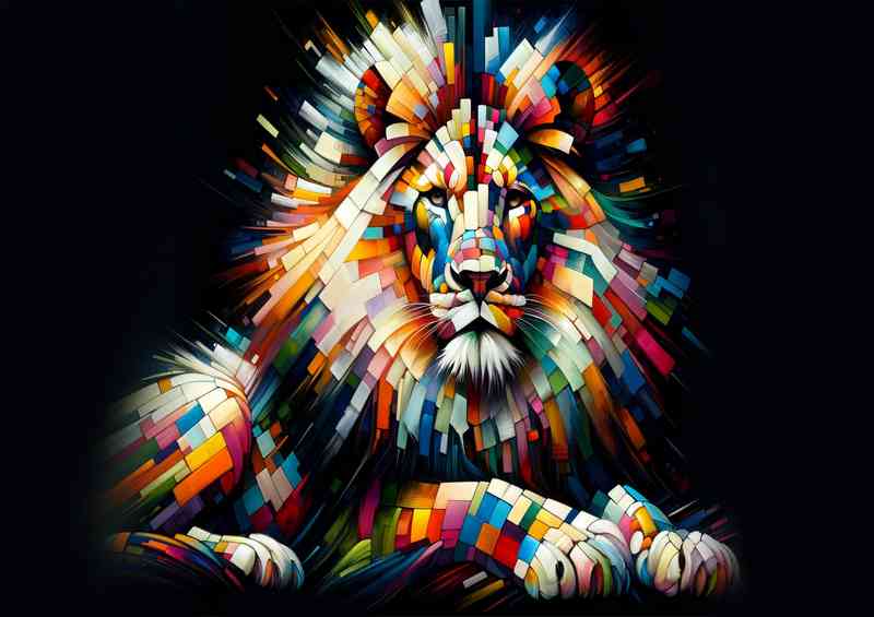 Colorful essence into the form of a majestic lion