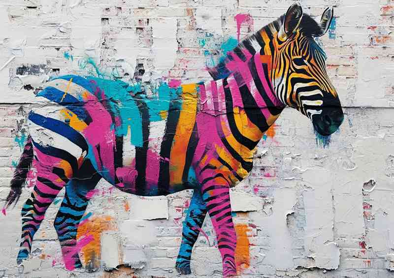 Colorful zebra on a white background