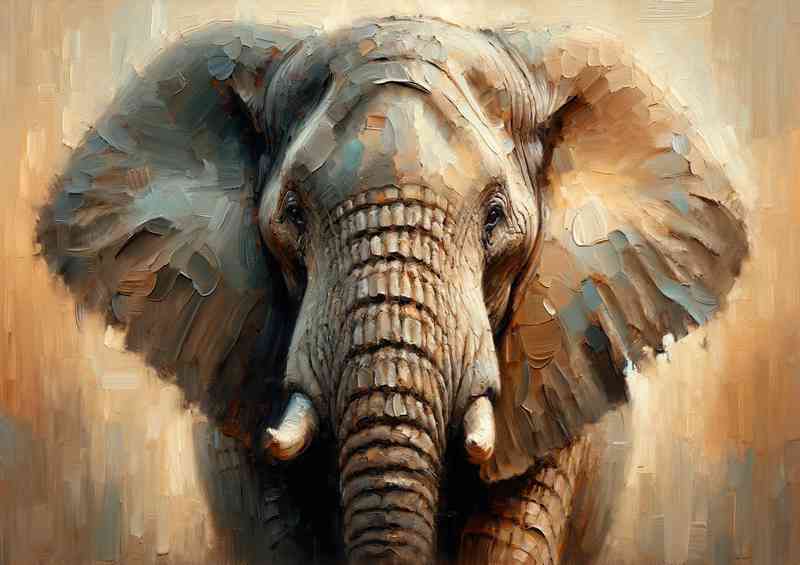 Elephants face using a heavy palette knife technique