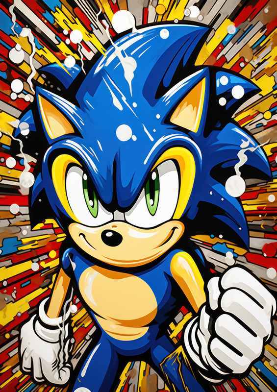 The Blue Hedgehog in pop art style