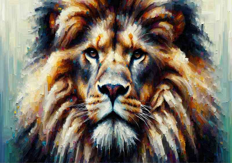 Heavy palette knife technique to capture the lion