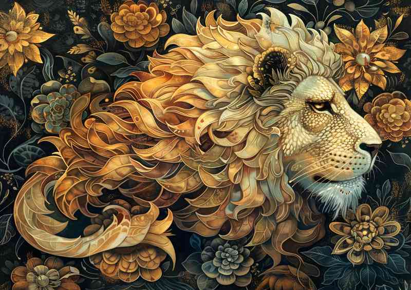 Illustration of the lion head in a abstract style